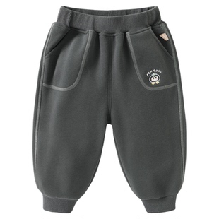 咔咔熊猫宝宝厚款冬季卫裤男童女童保暖长裤秋冬儿童童装裤子冬装
