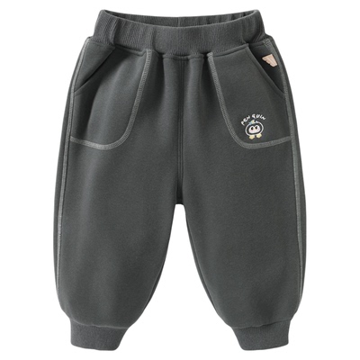 咔咔熊猫宝宝厚款冬季卫裤男童女童保暖长裤秋冬儿童童装裤子冬装