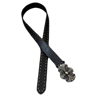 DFDG原创中古暗黑克心十字架铆钉腰带小众设计vintage风做旧皮带