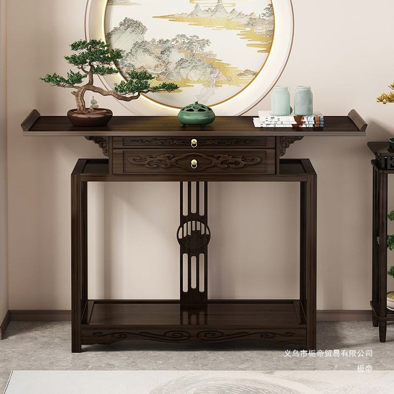 新中式玄关柜入户正物供桌门对非台台置香案实木客厅神台家用条案