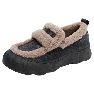 头层牛皮大码女鞋40-41毛毛口一脚蹬懒人鞋乐福鞋真皮软底豆豆鞋