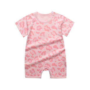 婴儿纯棉短袖哈衣新生儿连体衣夏装男女宝宝衣服夏季薄款爬服外穿