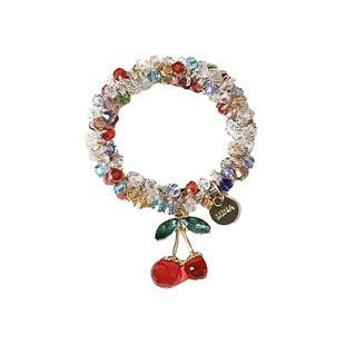 精致樱桃水钻发圈手链两用头绳女2026新款气质高级感马尾发绳发饰