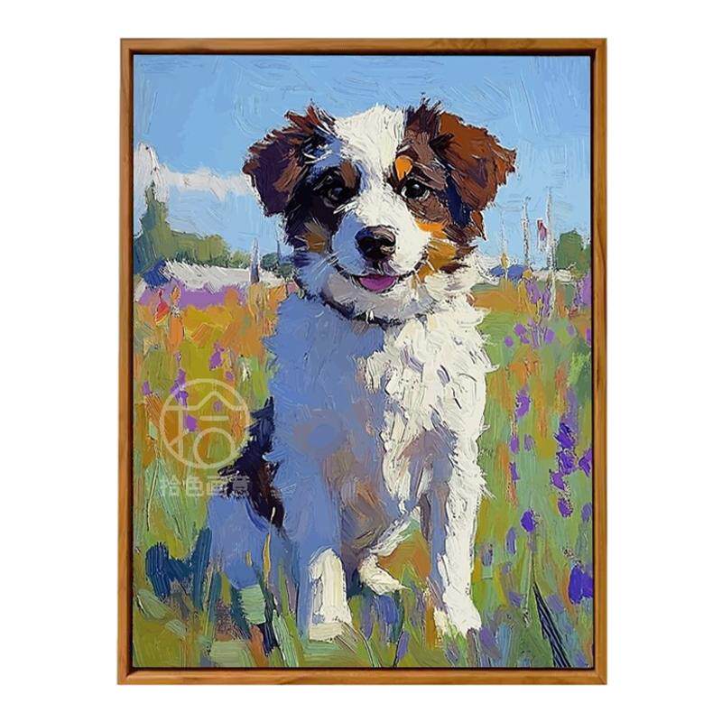 可爱牧羊犬数字油画diy填充涂色手工绘治愈系狗狗丙烯油彩装饰画