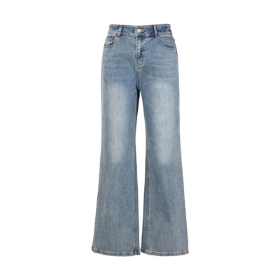 HONRN/红人高腰棉混纺直筒牛仔裤