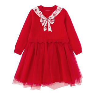 巴拉巴拉儿童连衣裙女童针织网纱裙中大童甜美长裙2025春季新款潮