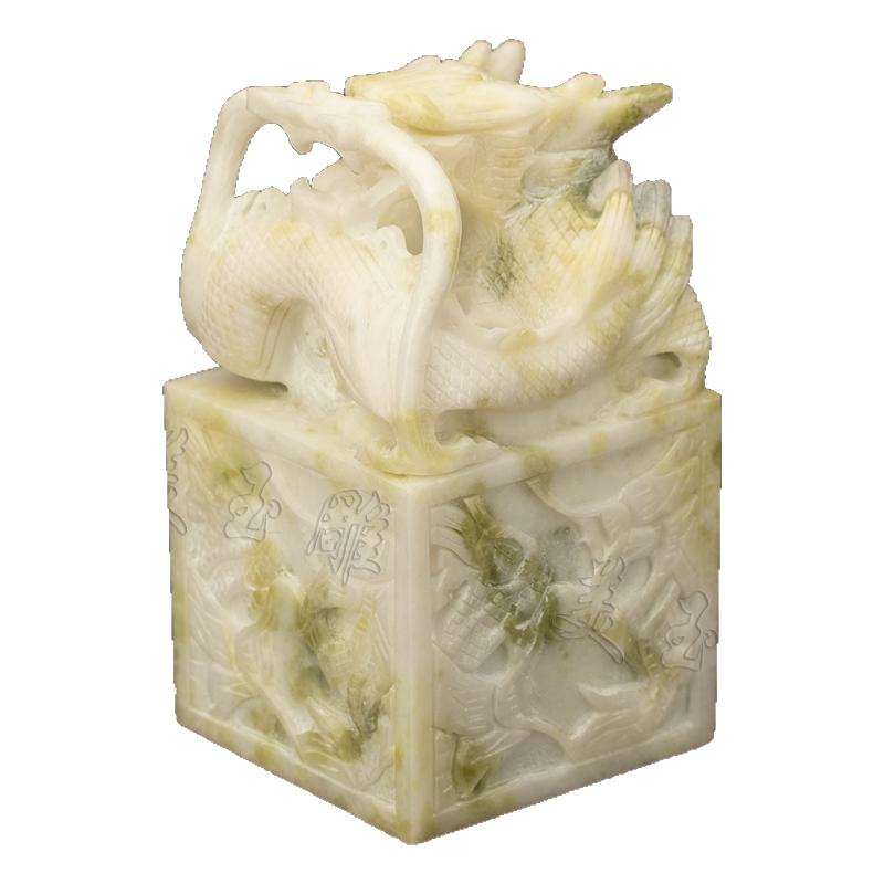 天然蓝田玉龙头玉玺印章摆件公司企业纪念品客厅玄关酒柜装饰礼品
