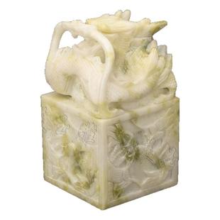 天然蓝田玉龙头玉玺印章摆件公司企业纪念品客厅玄关酒柜装饰礼品