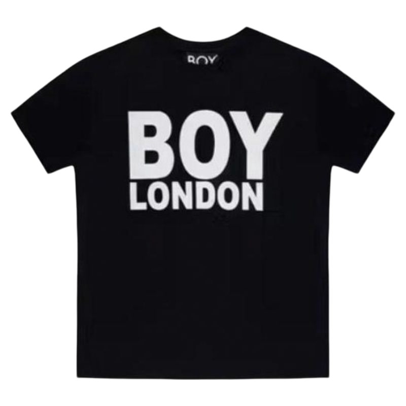 Boy London日常宽松版圆领全棉短袖T恤字母Logo印花男女款黑白/金