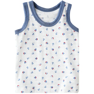 三件装 儿童纯棉竹节纱背心男童薄款上衣 舒适透气打底衫 夏款