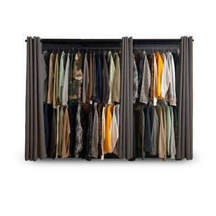 五金少女洞洞板金属大衣柜铁艺落地衣架组装带防尘帘开放式衣帽间