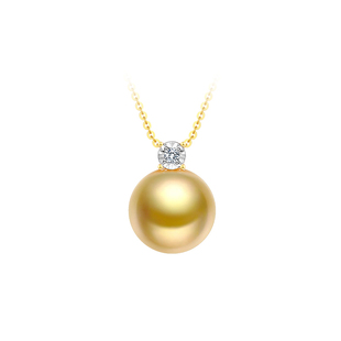 南洋金珠项链戴妃款吊坠18K金浓金天然海水珍珠锁骨颈链气质珠宝