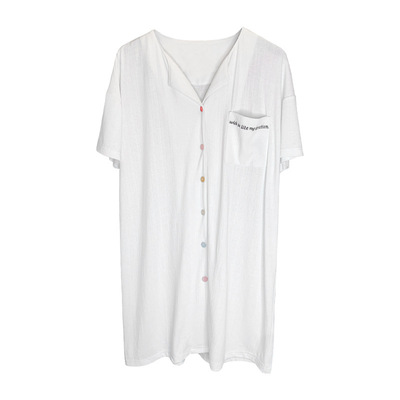 维多控中长款全棉宽松家居服衬衫