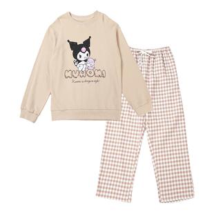 tutuanna秋冬全棉家居服女套头毛圈布库洛米印花磨毛情侣睡衣套装