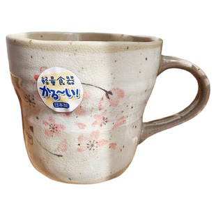 现货日本进口美浓烧陶器釉下彩冰裂纹粉红烟紫青色樱花马克杯水杯
