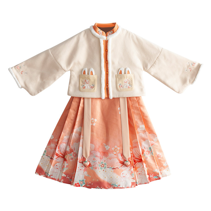 女童汉服冬装加绒拜年服古风