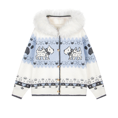 铁柱先生原创美式复古小狗毛衣