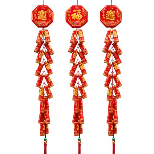 春节过年仿真鞭炮福字大挂饰新年酒店公司大门装饰挂件壁挂吊饰
