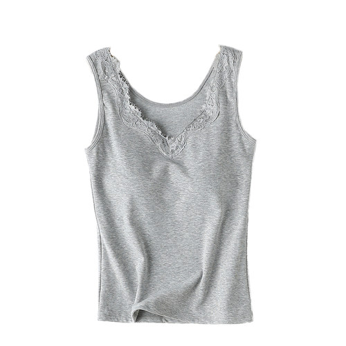 2025新品 磨毛棉保暖背心秋冬舒适弹力带胸垫一体式内衣女打底衫