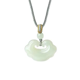 周大生和田玉吊坠女款如意平安锁玉挂坠项链编绳新年礼物送男女友