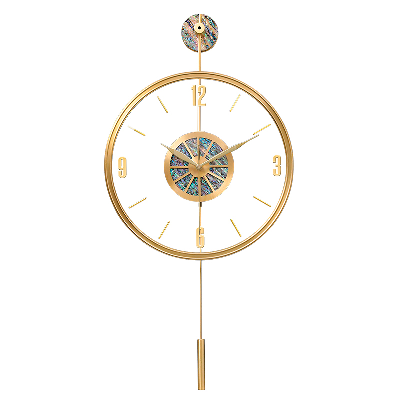 中式高档网红时钟表挂钟客厅艺术感简约现代大气2025新款格栅装饰