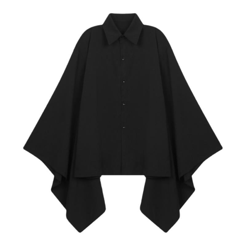 山本风衬衣不规则蝙蝠衫暗黑系上衣中国风喇叭袖上身演出服衬衫潮
