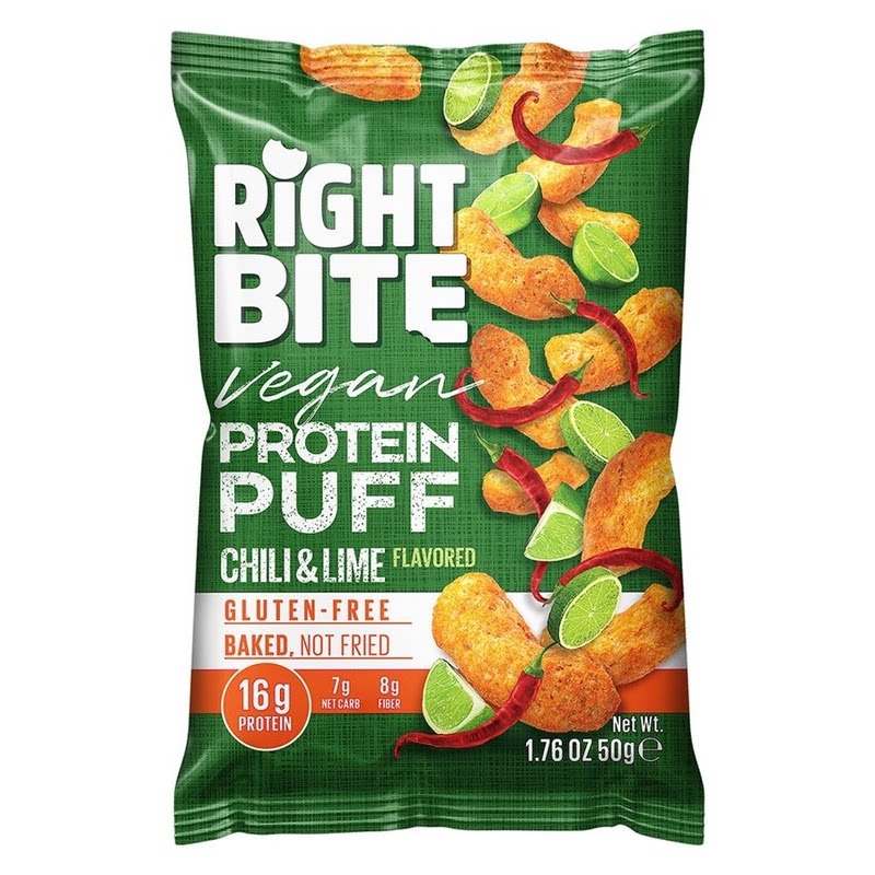 BITE&MORE蛋白泡芙酸辣味50g*2优质纯素富含蛋白质纤维无麸质进口