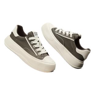 星期六厚底帆布鞋男款2025新款夏季透气休闲板鞋百搭运动小白鞋子