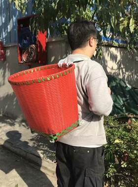 大号竹编纯手工成人彩色家用买菜舞蹈背篼四川竹篮竹篓竹筐收纳i.