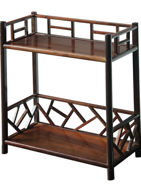 大红酸枝双层置物架客厅茶壶