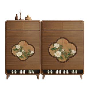 中式鞋柜家用门口入户收纳柜一体靠墙实木带门窄小门外走廊用薄款