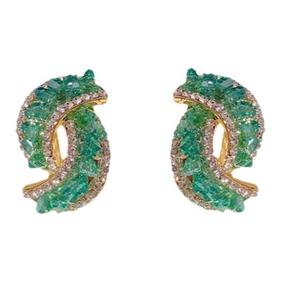 气质祖母绿耳环设计感高级绿色圈