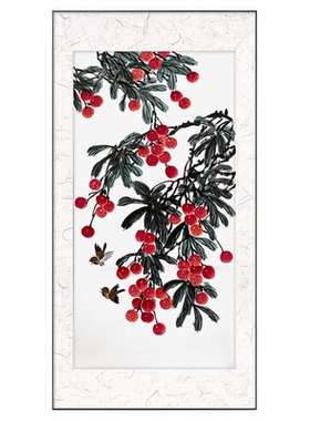 荔枝挂画100x50手绘宣纸画