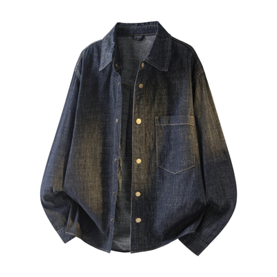 春季莱赛尔苎麻混纺牛仔衬衫男