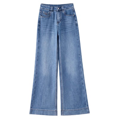 浅色阔腿牛仔裤女2026春秋新款宽松梨形显瘦垂感拖地大脚裤直筒裤