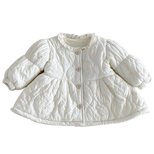 宝宝夹棉外套冬季棉服洋气小公主冬装保暖女童衣服加绒棉衣外出服