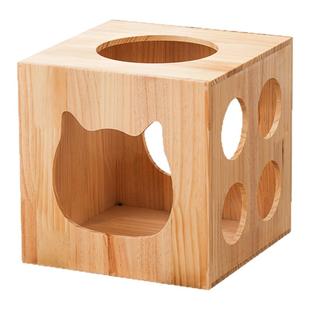 猫窝四季通用毛绒垫幼猫窝猫笼实木躲避屋骰子造型可组合猫洞家用