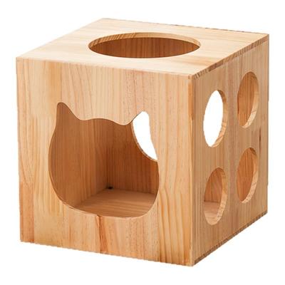 猫窝四季通用毛绒垫幼猫窝猫笼实木躲避屋骰子造型可组合猫洞家用