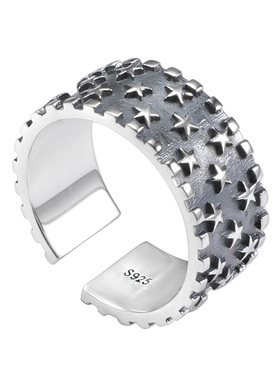 GRGR复古925纯银多五角星戒指