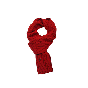 枫竺高端女装阿楠anan过年穿搭100绵羊毛红色菱格围巾20.5*158cm