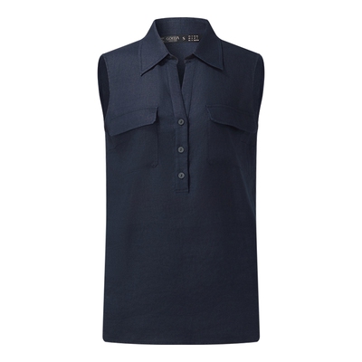 歌莉娅春季亚麻衬衫无袖上衣女