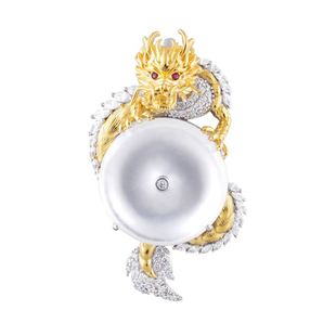 VISING珠宝天然水沫石英质玉冰种金龙平安扣吊坠龙年礼物媲美翡翠