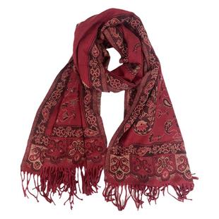 红色民族风仿羊绒围巾秋冬新款青海湖云南丽江旅游穿搭保暖披肩女