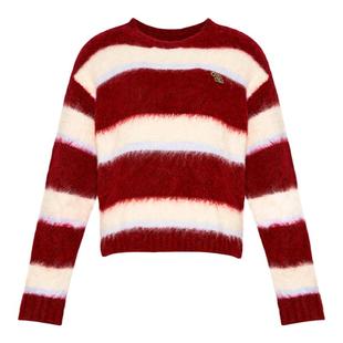 杨紫同款 Kroche 撞色条纹拉毛感宽松套头羊毛毛衣红色新年战衣
