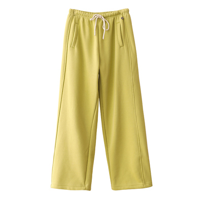 小耳出品棉质加绒松紧腰直筒裤