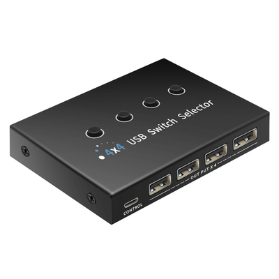 USB切换器4进4出打印机共享4台电脑共用4个USB口鼠标键盘U盘扫描仪多接口