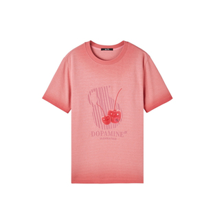 U/TI渐变印花正肩棉质T恤女 百搭亲肤潮短袖上衣尤缇2025春季新款