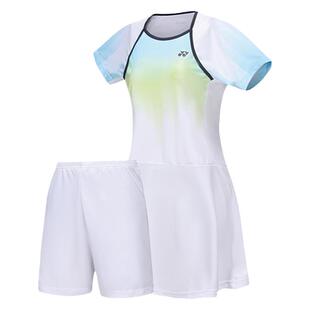 YONEX尤尼克斯羽毛球服女连衣裙专业速干高颜值裙子yy白色连体裙