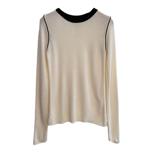 龙妹家绿色打底衫女内搭毛衣2026春季新款高级感撞色针织上衣外穿