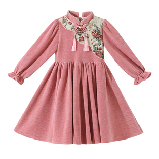 女童连衣裙2025新款女孩秋冬轻奢小众高端裙中国风洋气儿童新年裙